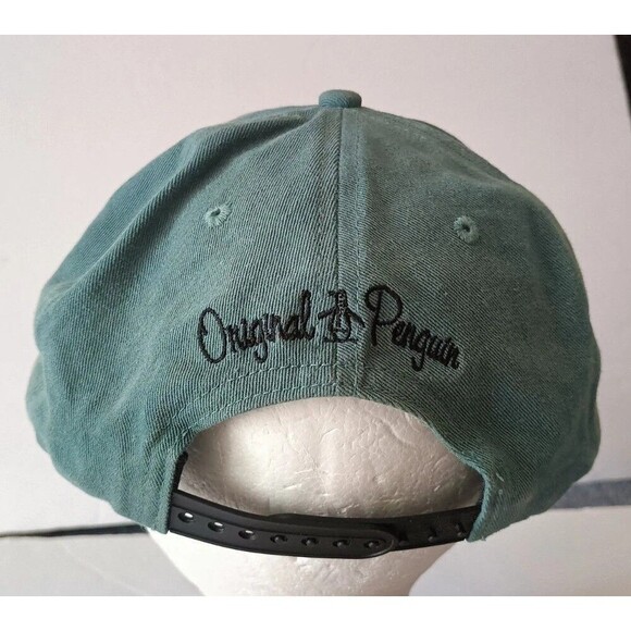Original Penguin Men's Baseball Cap Hat Green 100% Cotton Snapback Prep Dad - Picture 7 of 8
